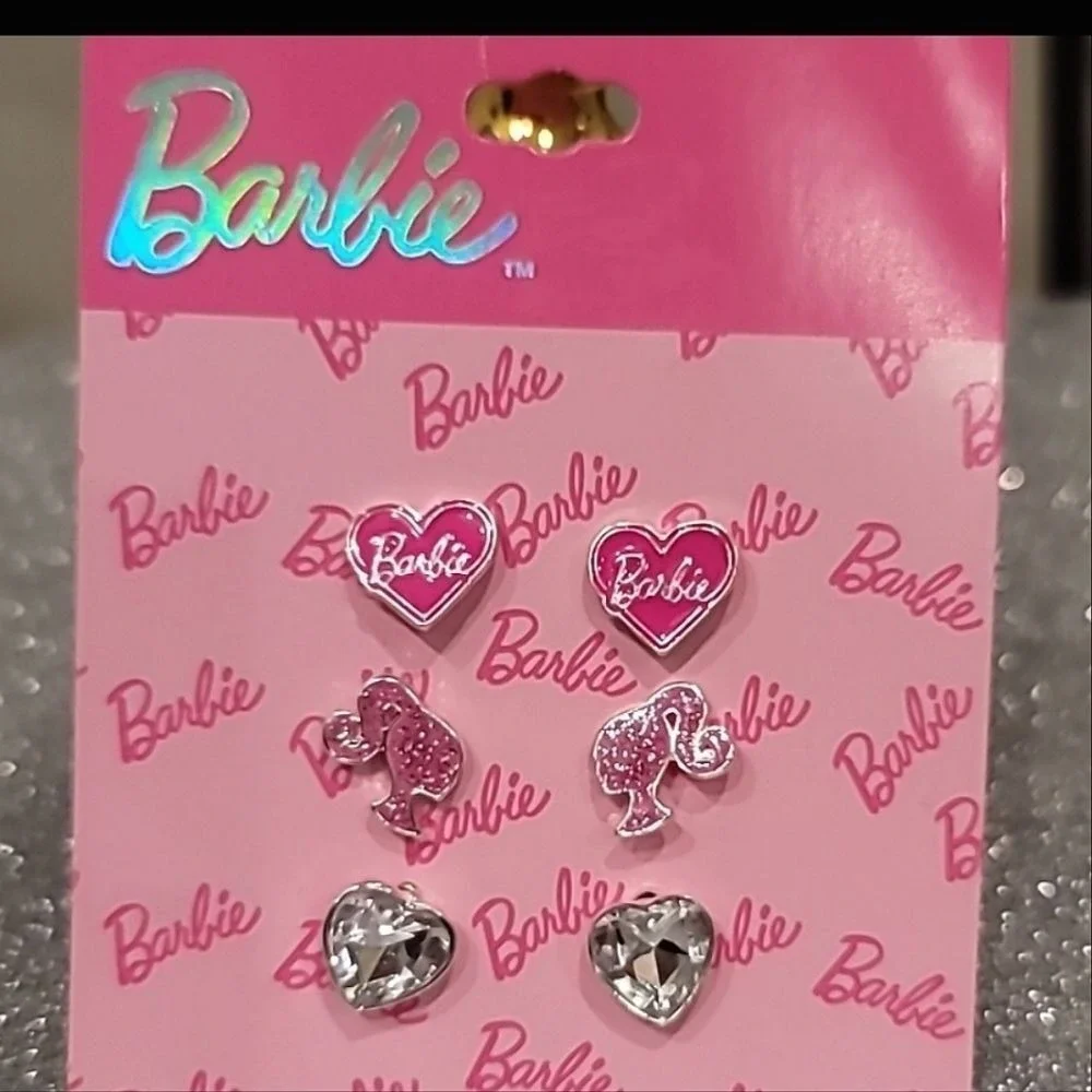 Barbie Logo Heart & Barbie Head 3-PK Earrings